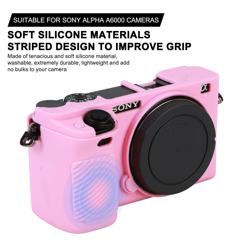 Easy Hood Case for Sony Alpha A6000 ILCE-6000 Digital Camera, Anti-Scratch Soft Silicone Housing Protective Cover Protector Skin (Pink) - Image 2